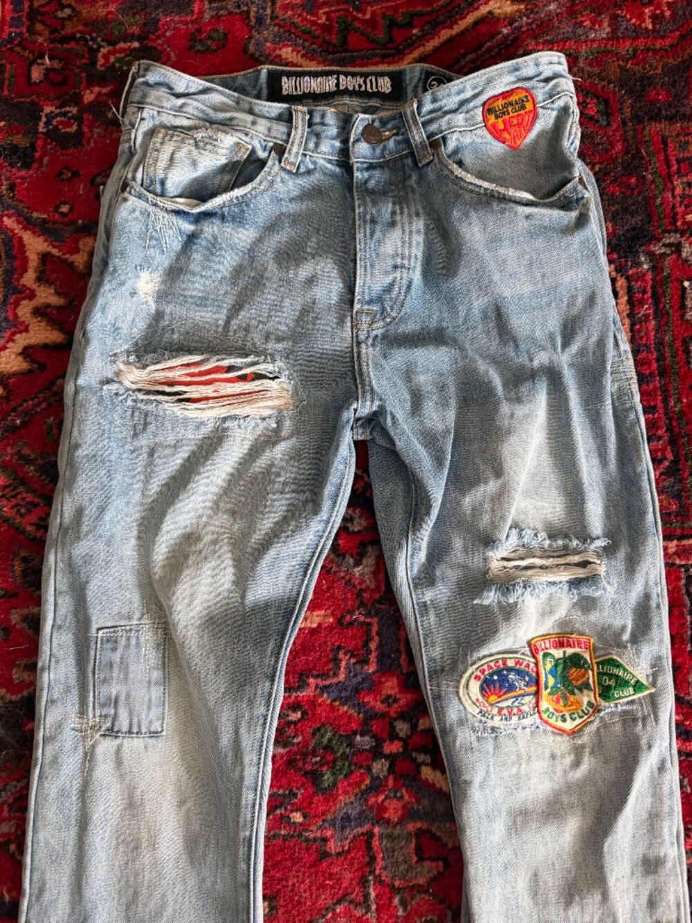 BILLIONAIRE BOYS CLUB Men's Co-Pilot Rip & Repair Straight Leg Jeans Sz 30 NWOT